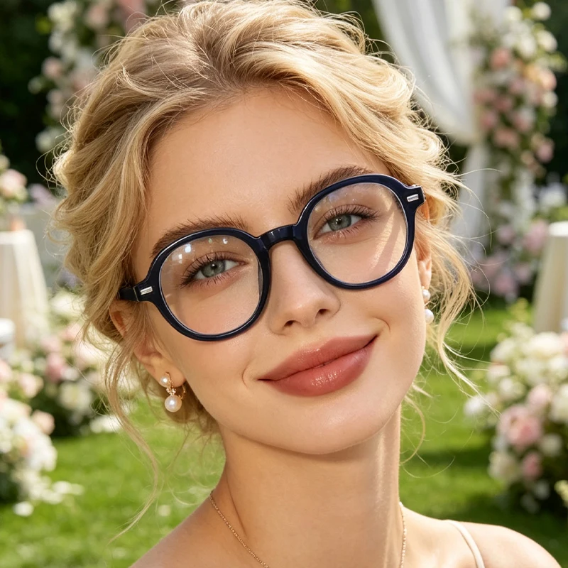 1pc daily all-match round-rimmed glasses, worn for shopping and office, the same style of fashion glasses for men and women