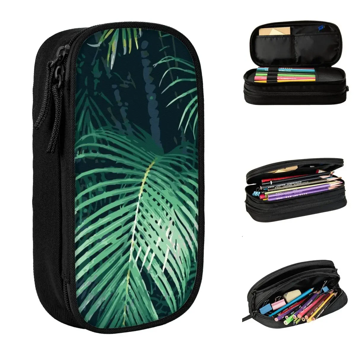 

Tropical Palm Leaves Pencil Case Coconut Botanical Green Plant Pen Box Bag Girl Boy Big Capacity Students School Gift Pencilcase