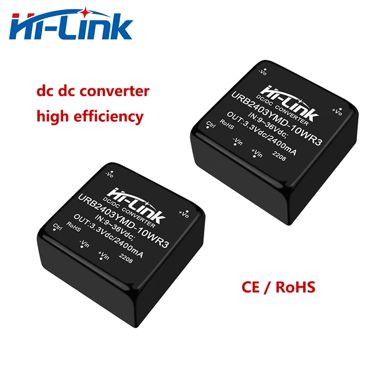 Hi-Link New URB2403YMD-10WR3 10W 24V to 3.3V 2.4A DC DC Converter Step Down Isolated Power Supply Module 91% Efficiency