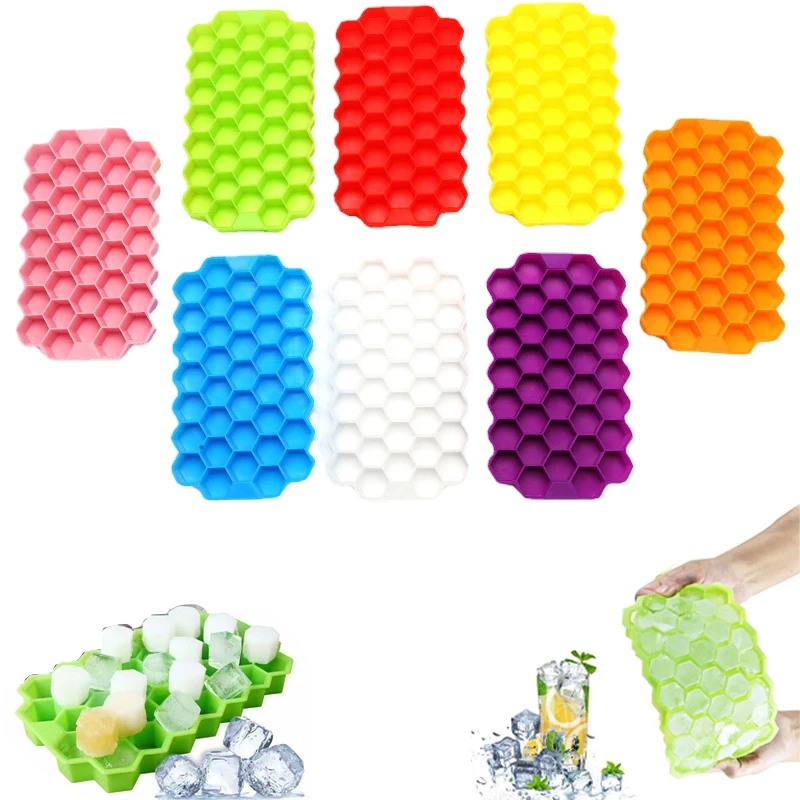 Silicone Ice Cube Tray Silicone Mould DIY Kitchen Honeycomb Ice Cubes Molds Barware Tool 37 Grids Reusable Bar Ice Cubes Molds