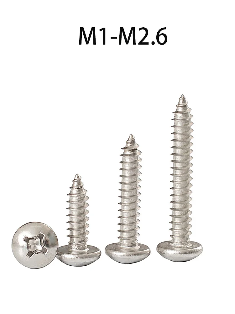 M3-M8 Self-Tapping Timber Screws 100Pc 304Stainless Steel Truss Head Phillips Fastener Hardware For Joinery & Furniture Assembly
