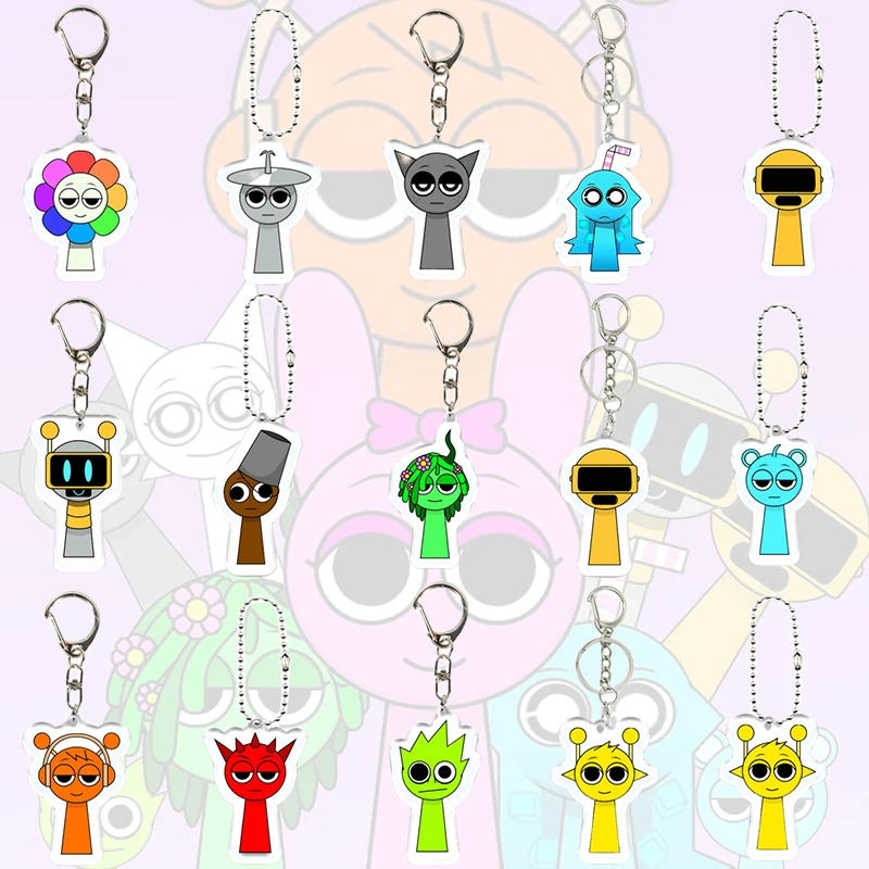 

Cartoon Sprunki InCrediBox Anime Acrylic Accessories Keychain Fashion Keyring Chain Game Figure Bag Pendant Home Decor Toys Gift