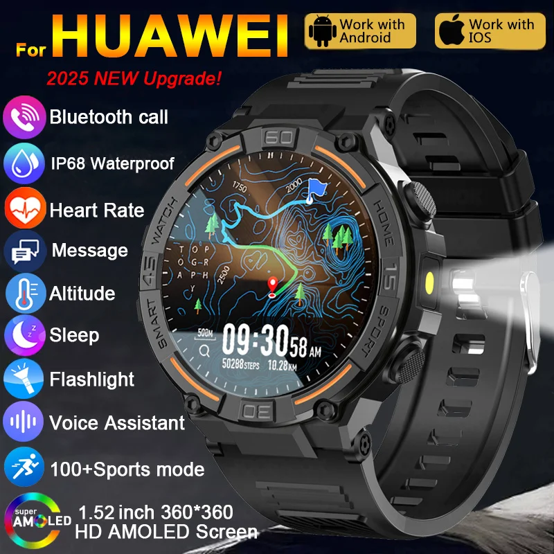 

2025 New GPS Smart Watch Men Sports 1.52 inch AMOLED HD Screen Bluetooth Call Blood Oxygen NFC Waterproof Smartwatch Android IOS
