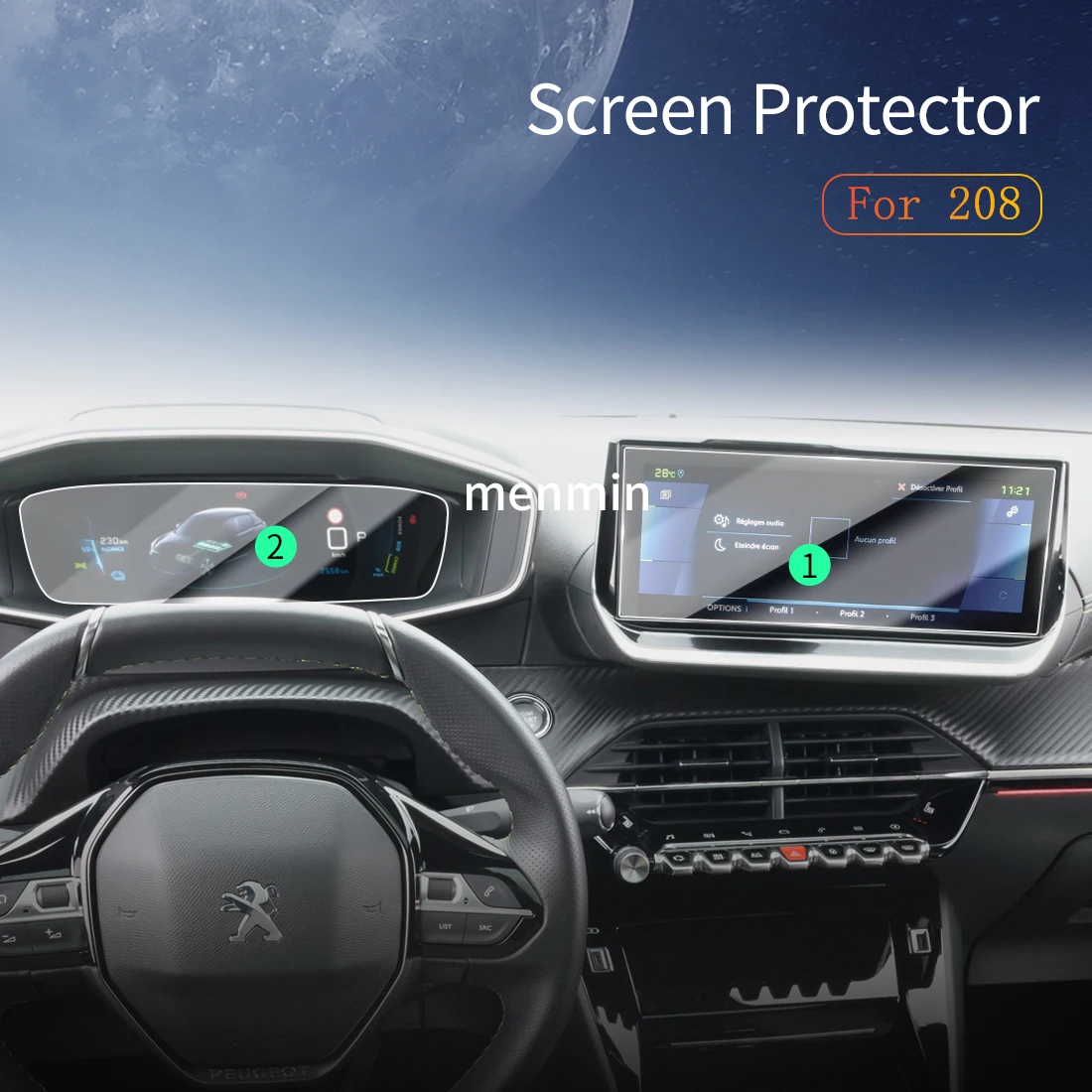 Car Stickers Carplay Screen Protector Display Tempered Glass Protective Film Vehicle Accessories For PEUGEOT 208 2024