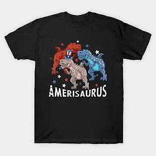 Amerisaurus T Rex Trio Dinosaur Firework 4Th Of July Dino Shirt Size S 5XL