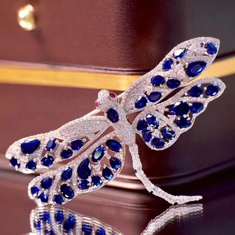 Dragonfly Brooch For Women Fine Jewelry Cute Style Different Colors Suit Hat 925Sterling Silver With Cubic Zircon Free Shipping