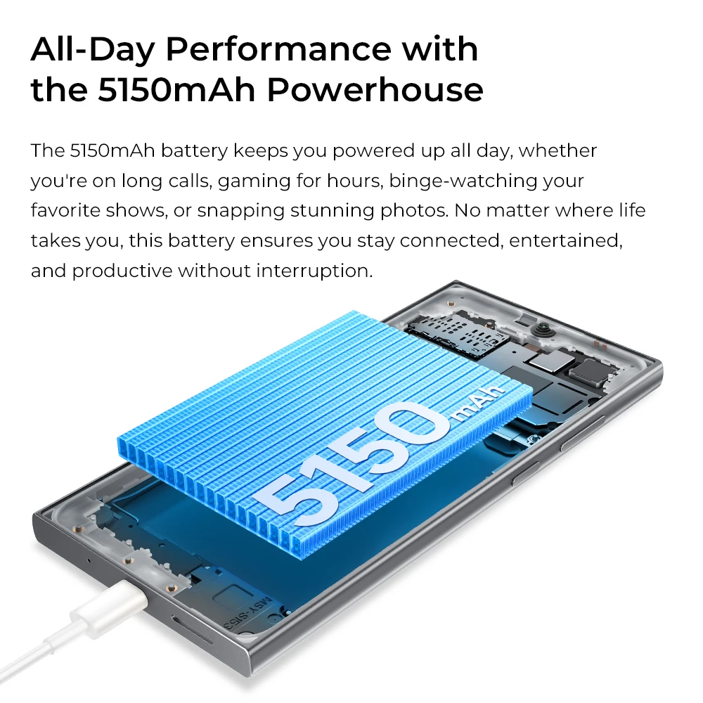 هاتف OUKITEL C62 Pro الذكي Android 15، 6.88 بوصة HD+ Display Unisoc T615، 24 جيجابايت (8+16) + 256 جيجابايت، بطارية 5150 مللي أمبير في الساعة NFC Mobile #5