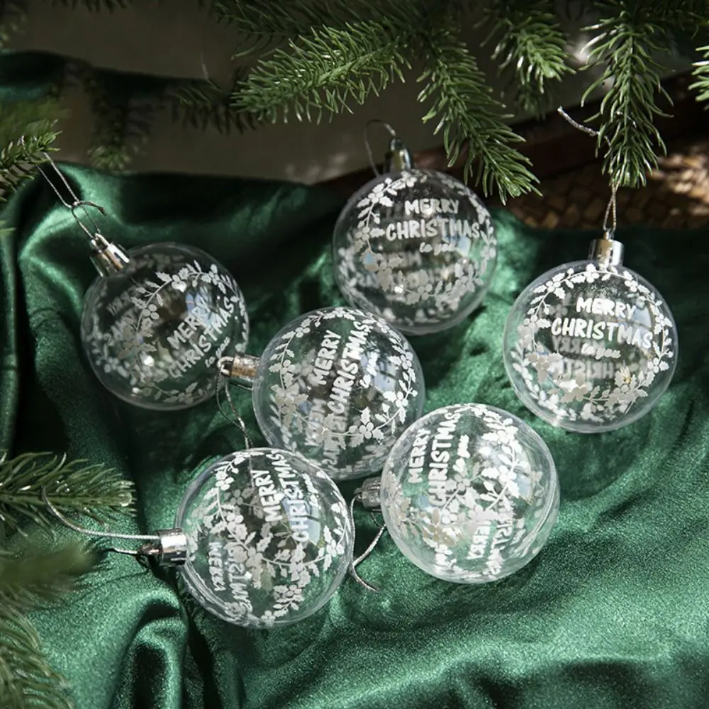 

6pcs/set Transparent Christmas Snow Balls Pendant Painting Elk Deer/House Xmas Ball Ornament 6cm Acrylic Xmas Tree Decoration