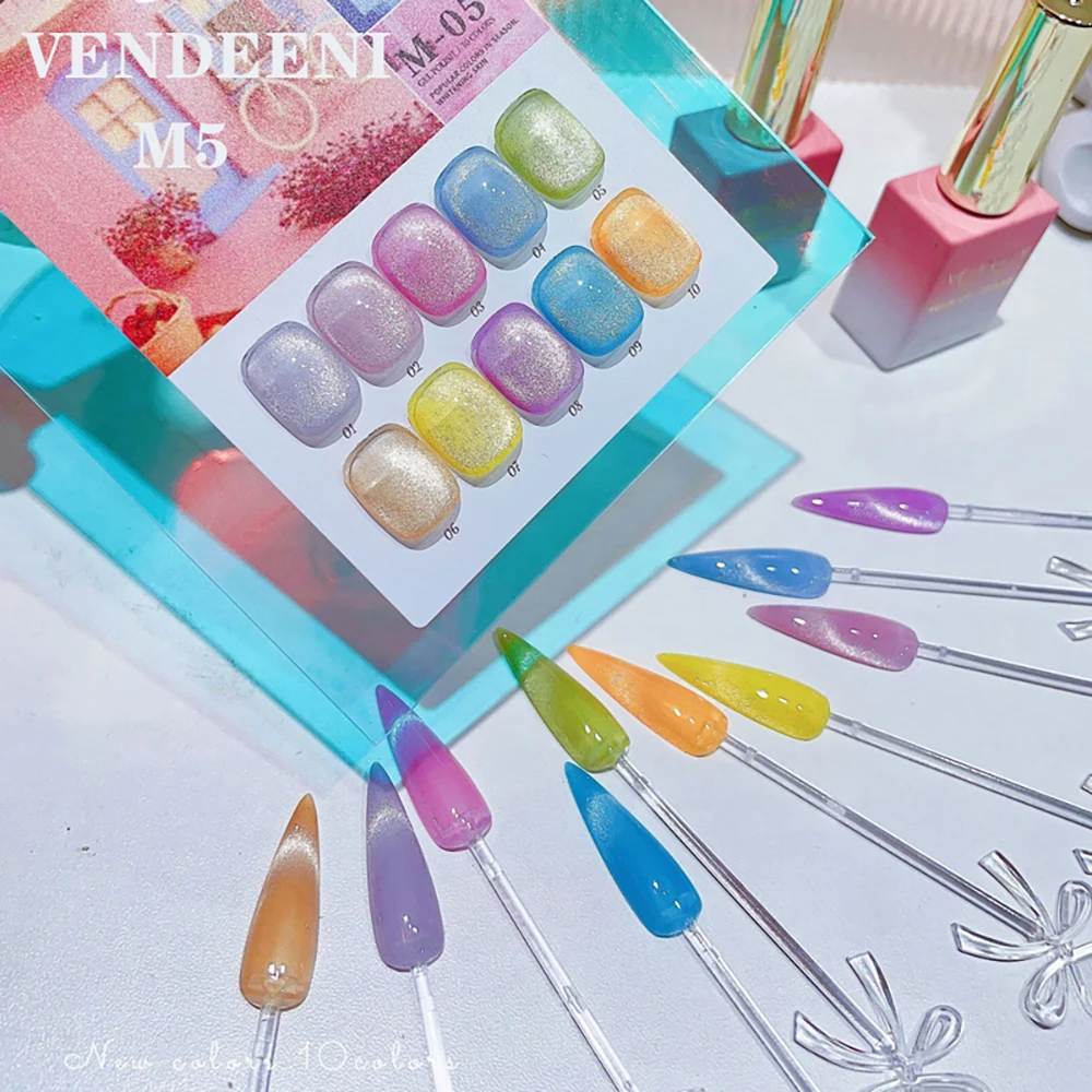 Vendeeni 10 Farben/Set Leuchtender Katzenaugen-Gel-Nagellack mit Diamant-Effekt, magnetischer UV-LED-Katzenaugen-Gel-Lack mit Display – Detail 14