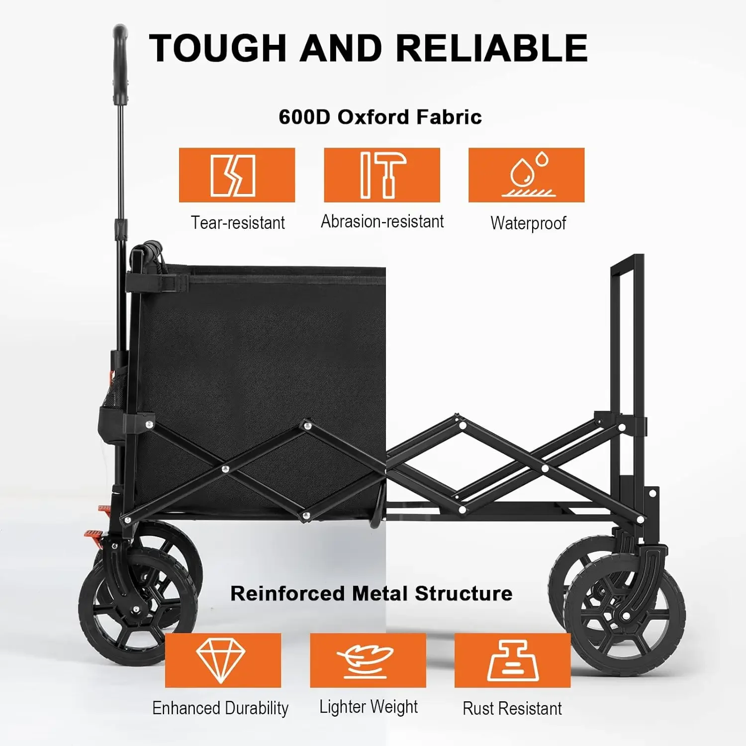 Carro pieghevole con Design pieghevole più piccolo, carrello pieghevole per vagoni, maniglia regolabile, capacità di 400 libbre