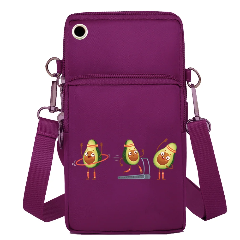 Universal Mobile Phone Bag Sport Arm Running Coin Purse for Girls Shoulder Bag Avocado Pattern for Samsung/iPhone Phone Pouch