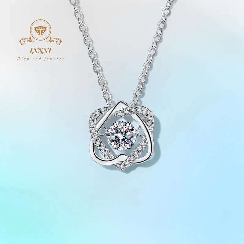 

1CT D-Color Moissanite Six-Moon Star Dynamic Heartbeat Pendant S925 Sterling Silver Lock Collar Chain Luxury Viral Jewelry