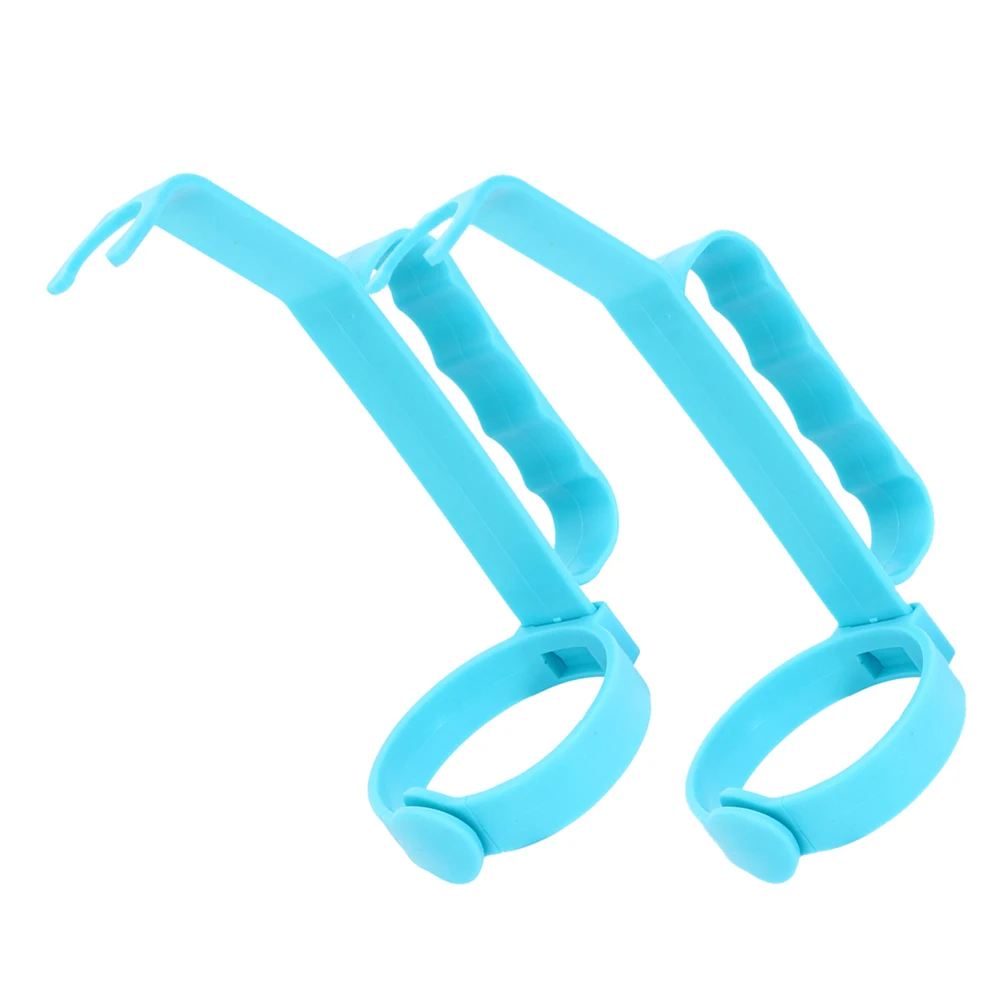 

2pcs Beverage Plastic Pouring Grip Creative Grab Handle Drink Stable Reusable Carrier Handle Blue