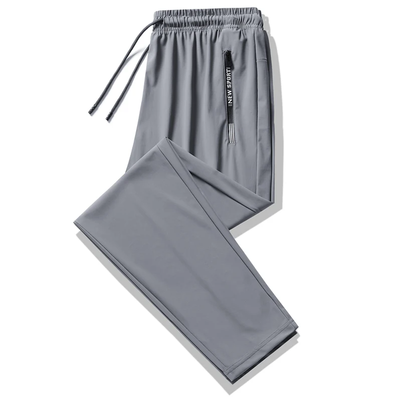 Spring Autumn Men's Alphabet Zipper Pockets Elastic High Waist Tie Feet Lantern Straight Barrel Harun Casual Trousers Pants