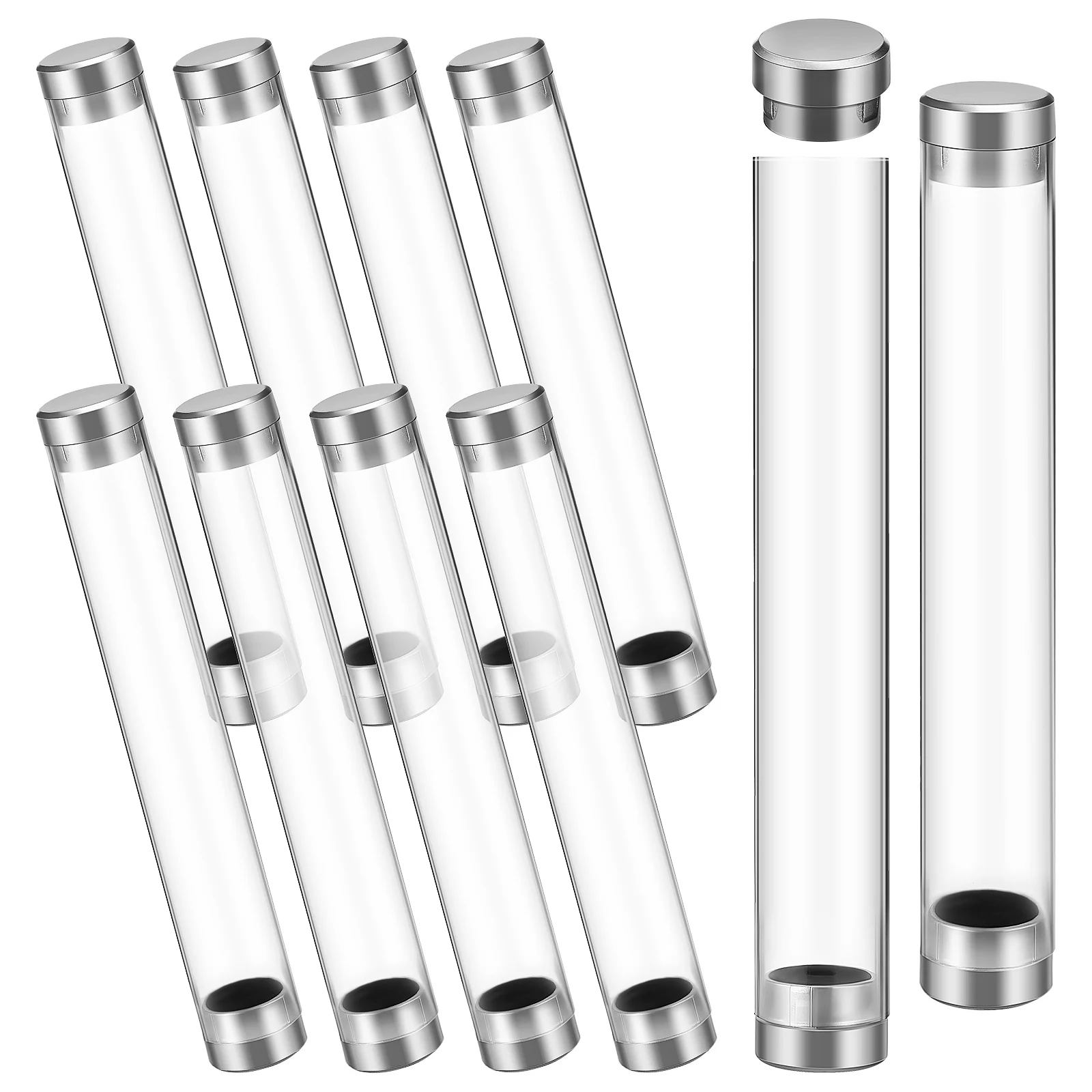 

10 pcs Clear Acrylic Cylinder Case Single Storage Holder Transparent Display For School Office Home Supplies Pen Display Tube