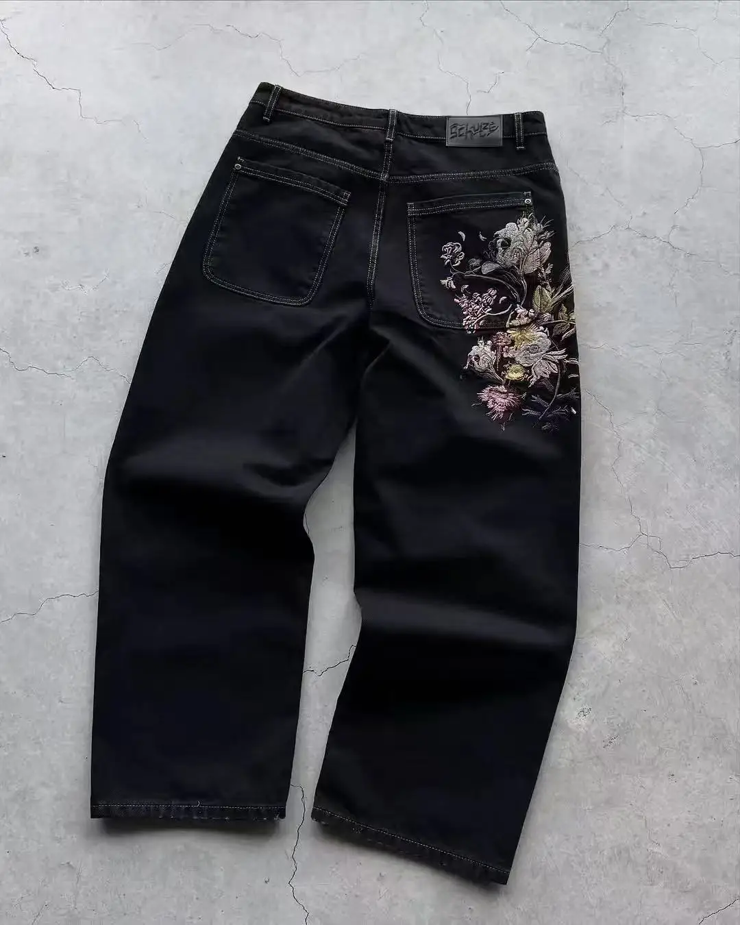 Vintage jaren 2000 Vrijheidsbeeld Jeans Hoge taille Baggy Rechte Denim Broek Streetwear Jean Hot Stamp Diamond Studded Y2k Broek
