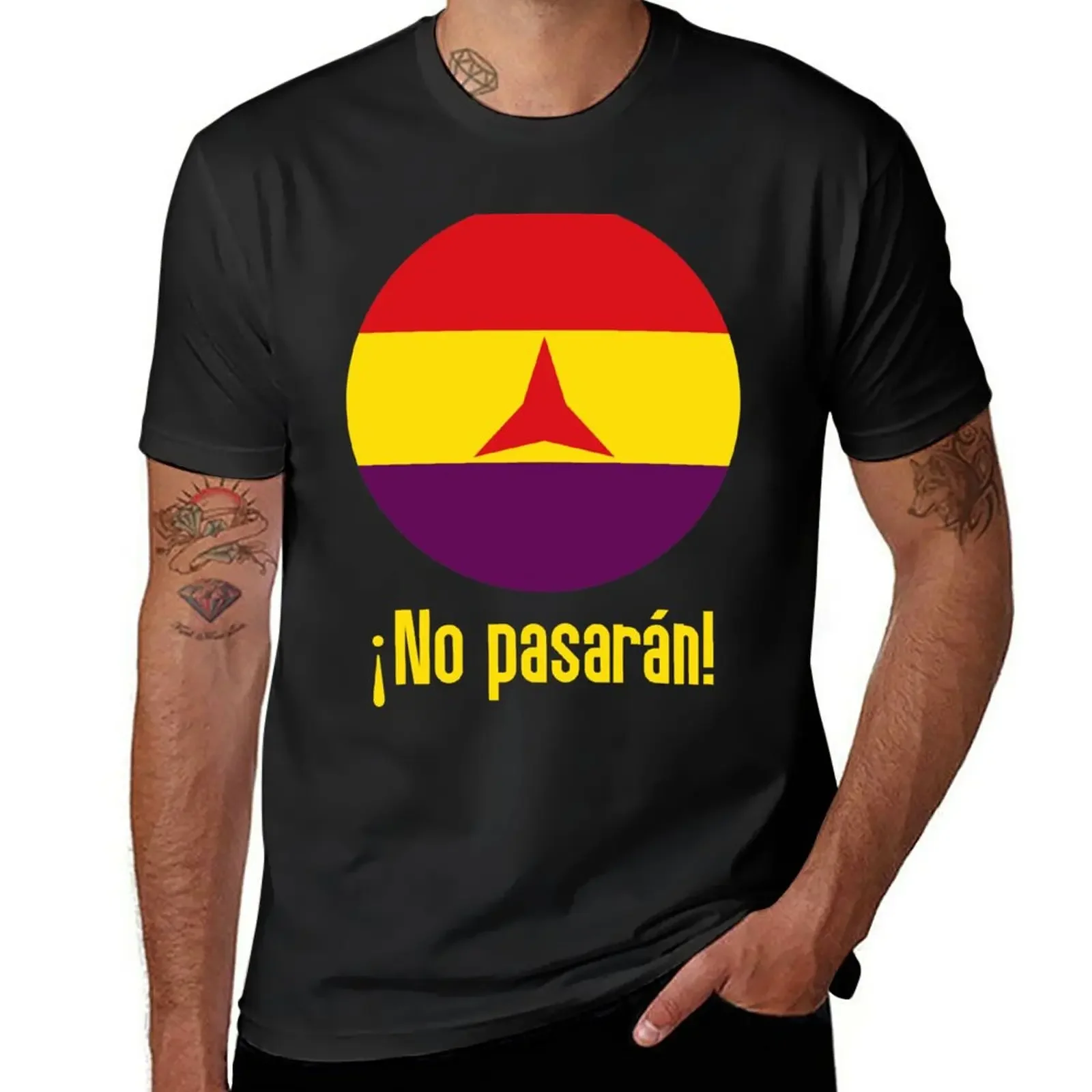 No Pasaran International Brigades Inspired Design T-Shirt plus sizes oversized t shirt men