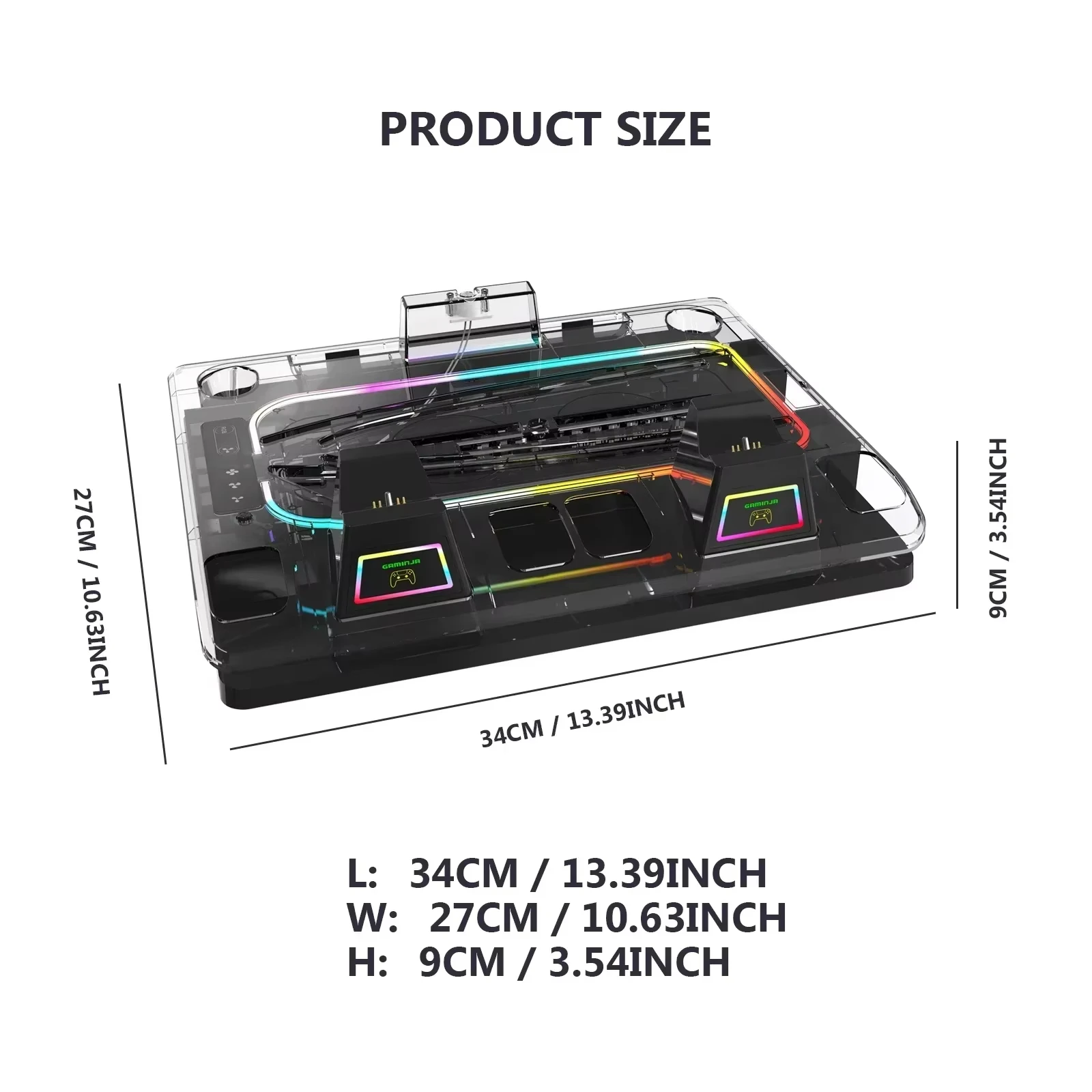 حامل تبريد وحدة التحكم GAMINJA مع أضواء ملونة لجهاز PS5slim PS5 PS Portal Remote Player شاحن مغناطيسي خطاف سماعة الرأس #5