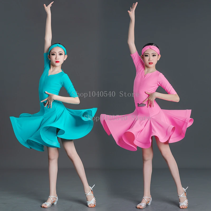 Sukienka do tańca towarzyskiego dla dzieci, standard krajowy, wiele kolorów, sukienka konkursowa dla dziewczynek do tańca latynoamerykańskiego, kostiumy do występów dla dzieci.