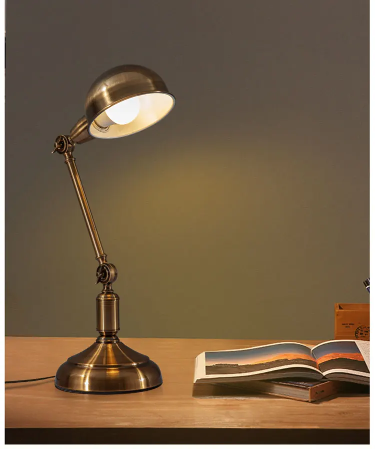 American Style Retro Light Luxury Eye Care Table Lamp Creative Learning Desk Lamp European Style Living Room Bedroom BedsideLamp