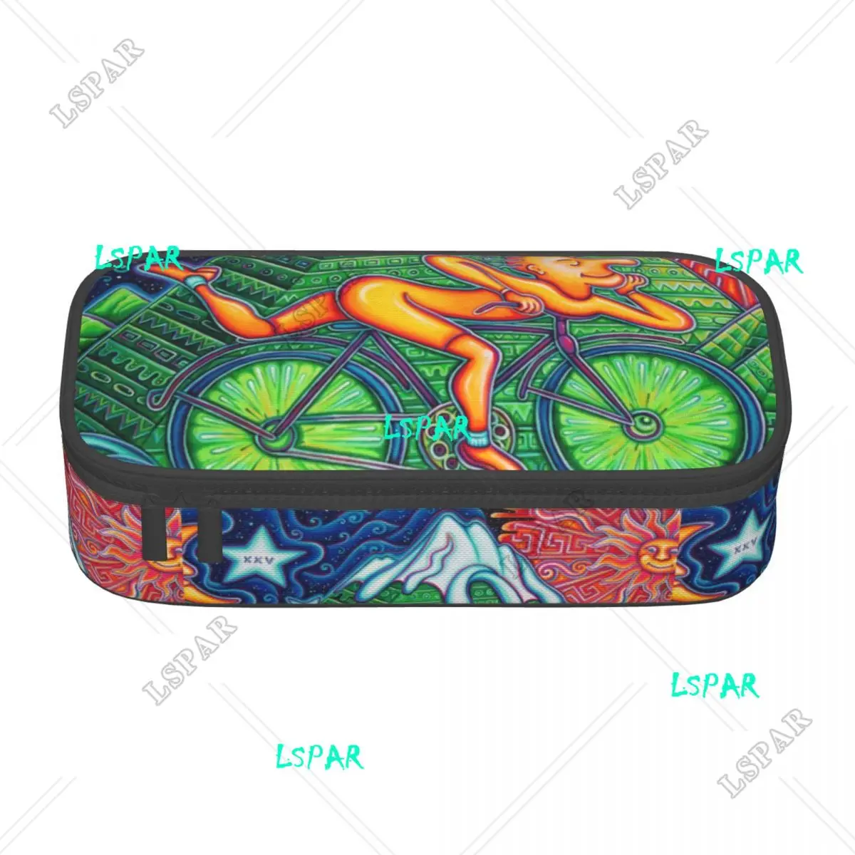 Customized Albert Hoffman LSD Bicycle Day Cute Pencil Case  Large Capacity Acid Blotter Party Pencil Bag School Accessories