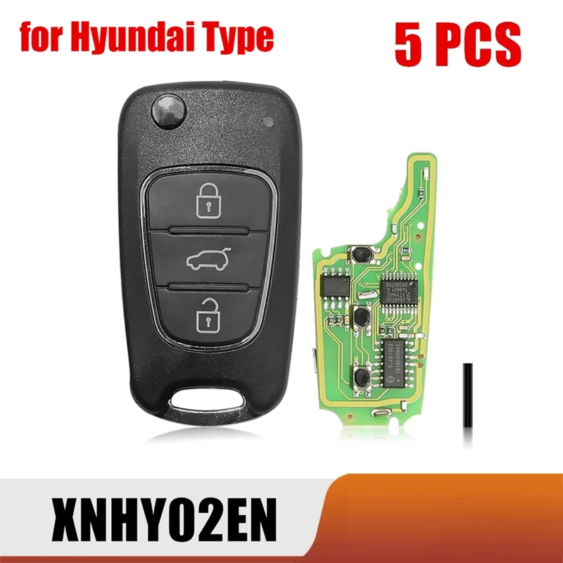 5Pcs/Lot Xhorse XNHY02EN Universal Key Wireless Remote Key Fob Flip 3 Button For HYUNDAI Type For VVDI Key Tool