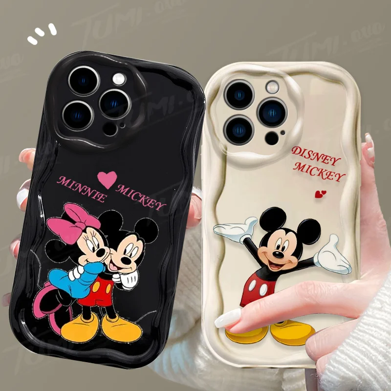 Disney Mickey Mouse Minnie Wave Phone Case For iPhone 15 14 13 12 11 Pro Max X XR XS 8 7 6 6S Plus SE 2020 Clear Silicone Cover