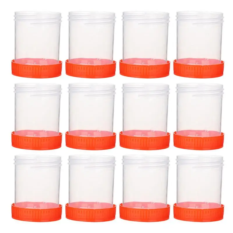 50Pcs/1Pack 40ml Plastic Specimen Sampling Cup Practical Urine Sealed Container with Spiral Cover for Laboratory (Random Color)