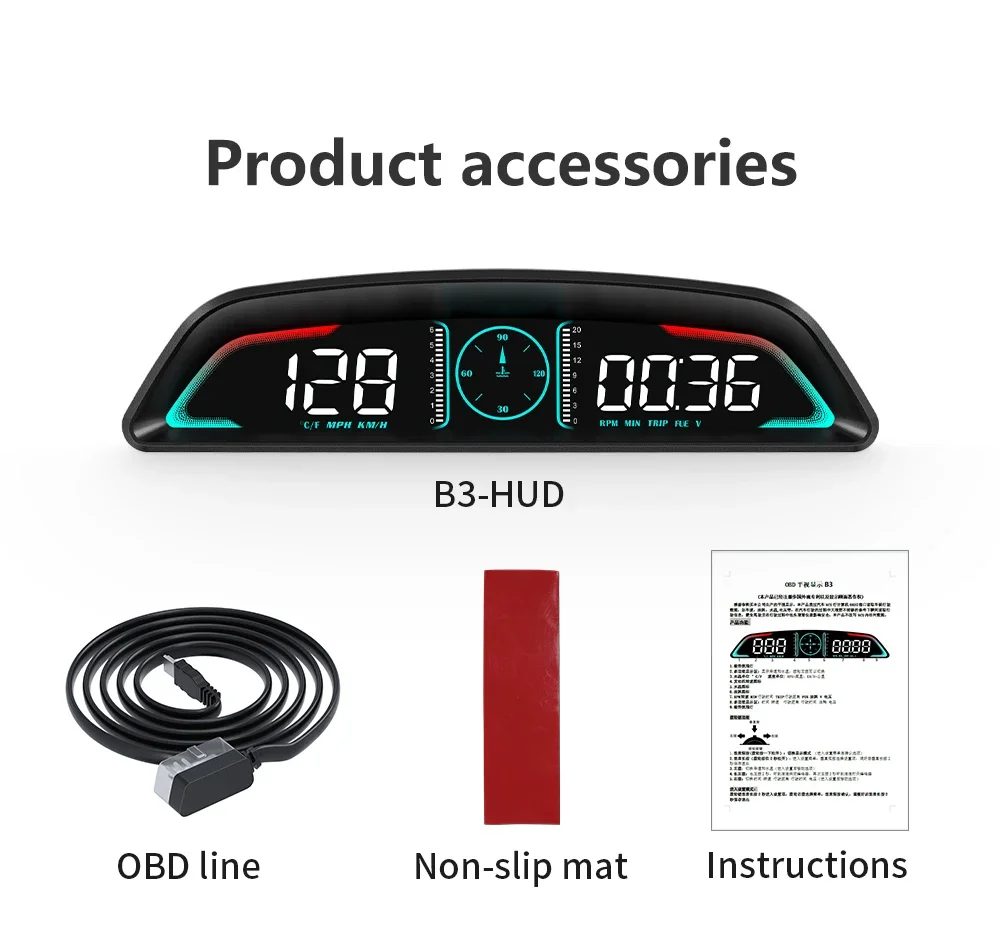G3 GPS / B3 OBD HUD Digitaler Auto-Tachometer Head-Up-Display Zubehör Auto-Drehzahlmesser Wassertemperaturmesser Smart Gauge – Detail 11