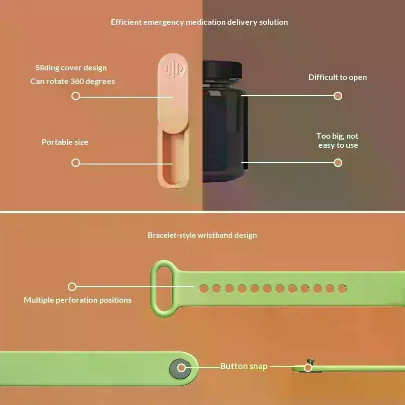 /YOV/Portable Medicine Box Wristband With 360° Rotation And Lock Medicine Storage Box For The Elderly And Children Ultra