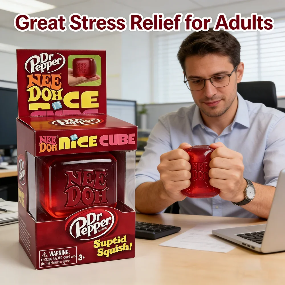 Dr Pepper X NeeDoh Nice Cube Squishy Soft Squeeze Fidget Cube Stress Relief Anxiety Relief Sensory Toy for Kids and Adults view 6