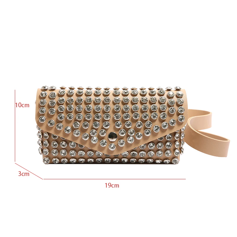 Luxury Woman Chest Bag Fashion Fanny Pack Pu Leather Waist Bag Rivet Crossbody Chest Bag Femme Travel Belt Bag Handbag Phone Bag