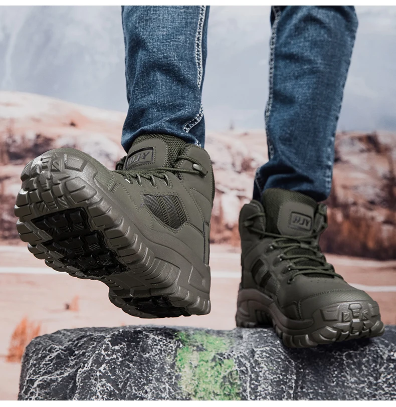 Neue Herren-Taktikstiefel in Übergrößen 39-46, Rutschfeste Outdoor-Wanderschuhe, Verschleißfeste Trekking-Knöchelstiefel – Detail 12