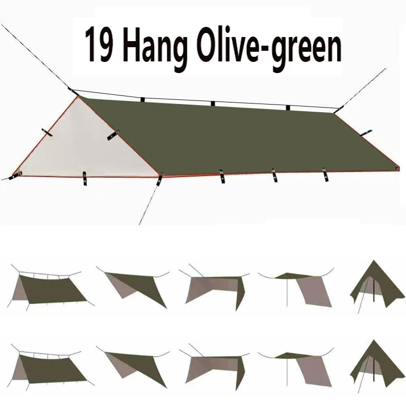 19-Hängepunkte-Zeltplane: Überlebens-Sonnenschutz, wasserdichtes Outdoor-Camping-Vordach für Rucksacktouren