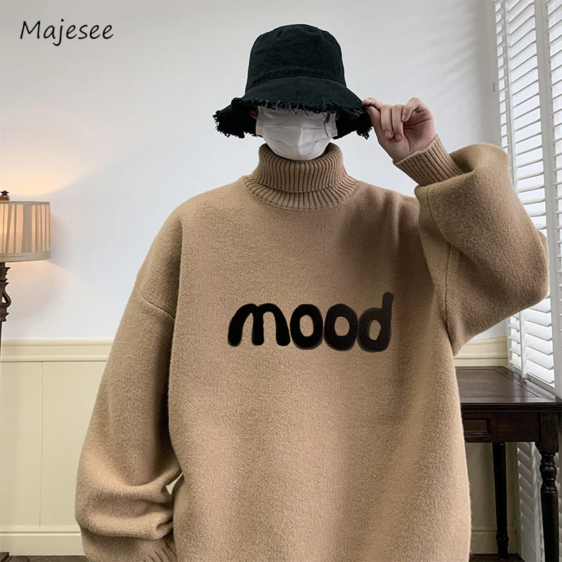 

Autumn Winter Sweaters Women American Retro Chic All-match Turtleneck Baggy High Street Fashion Harajuku Long Sleeve Warm Daily