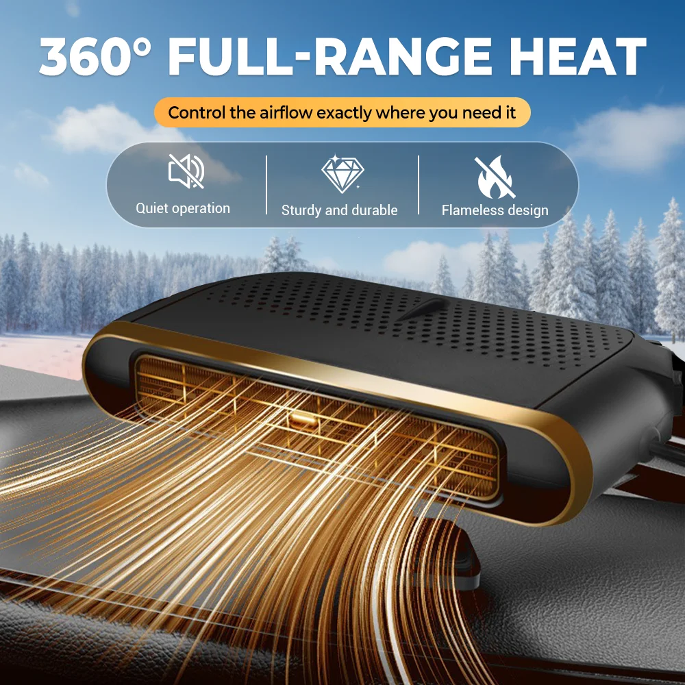 Calentador de aire para coche, ventilador enfriador de aire de 120W y 12V, desempañador eléctrico portátil, ventilador de calefacción, secador de coche, accesorios para desempañamiento de parabrisas