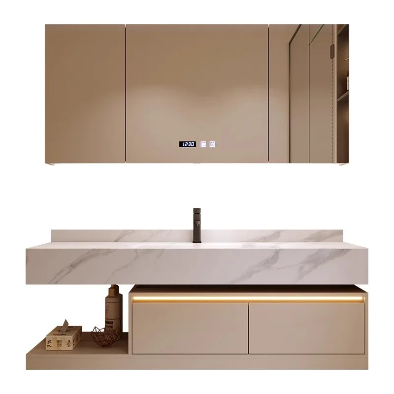 

Rock slab hot bending integrated basin, bathroom cabinet combined , hand washing,