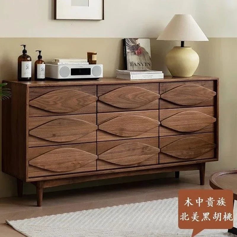 Black walnut Japanese-style bedroom living room storage drawer cabinet