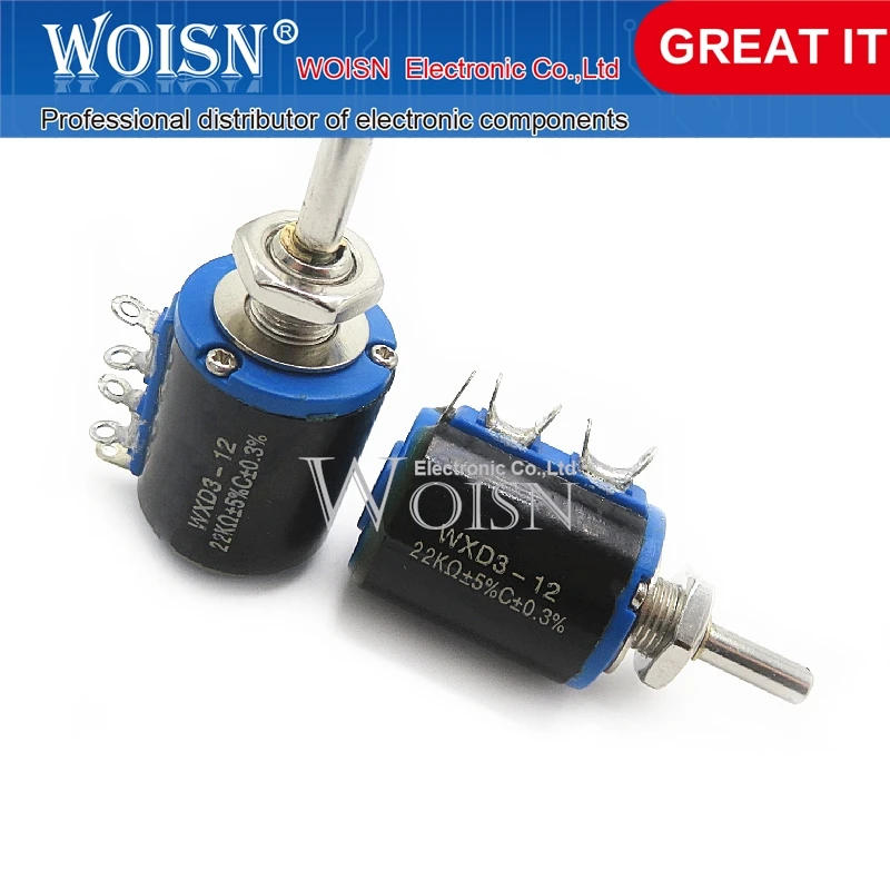 

10PCS Precision multi-turn potentiometer 5 turns short body WXD3-12-1W 22K