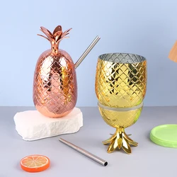 500ML Pineapple Cups Tumbler Plastic Cocktail Drinking Winebowl Mugs Uice Beer Pineapple Cups Bar Tools