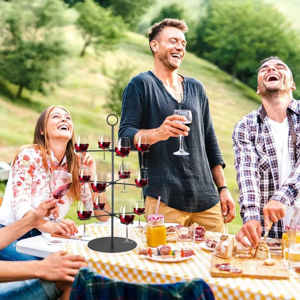 حامل برج الشمبانيا من 3 طبقات، حامل زجاجي 12 لحفلات الكوكتيل وحفلات الزفاف والمناسبات #2