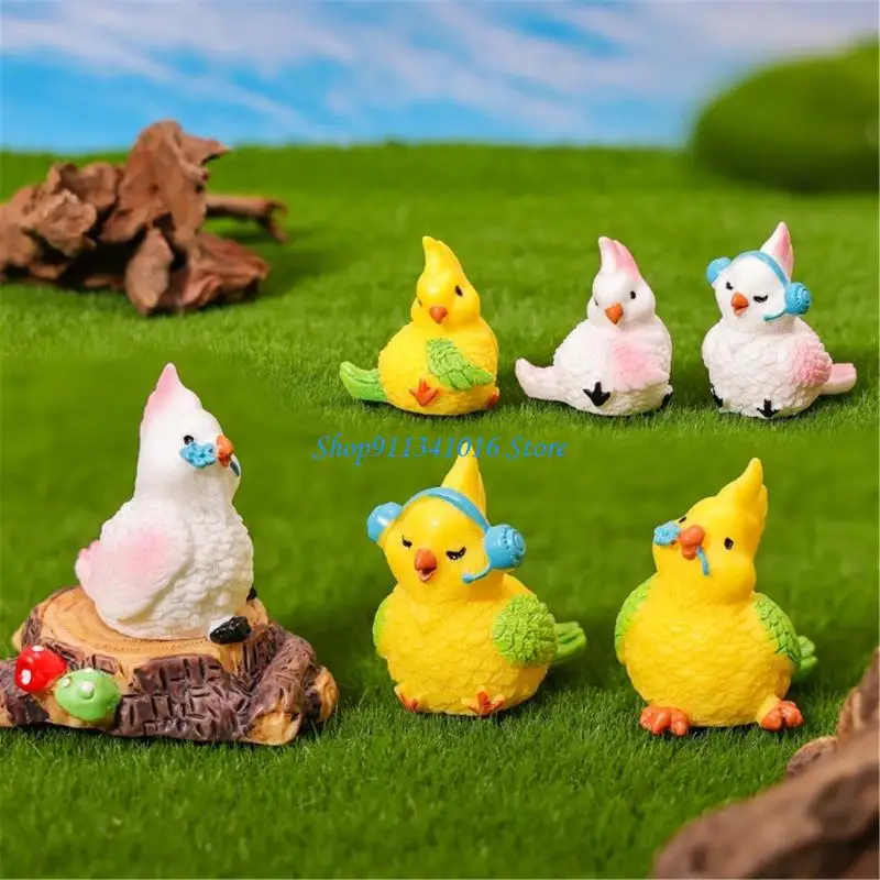  Parrot Figurines Mini Parrot Decors Toy Playsets Miniature Doll Garden Figurine