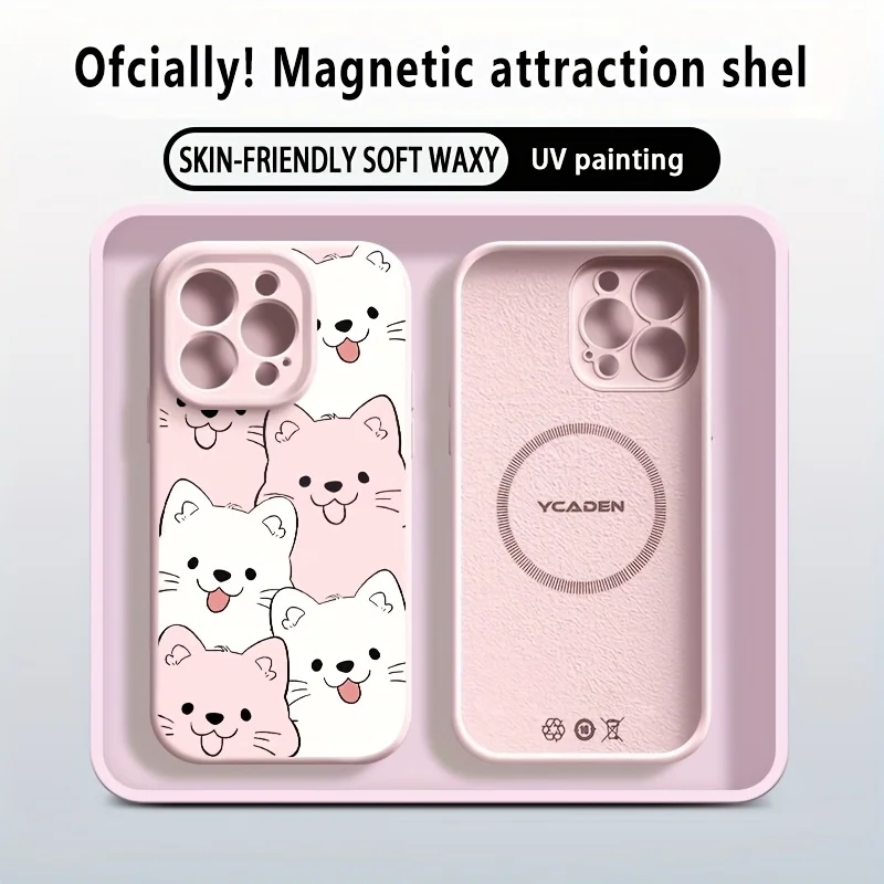 Kawaii Samoyed Dog Magnetic Phone Case For Samsung Galaxy S26 S25 Ultra S24 Ultra Plus S23 Wireless Charge Liquid Silicone Cover