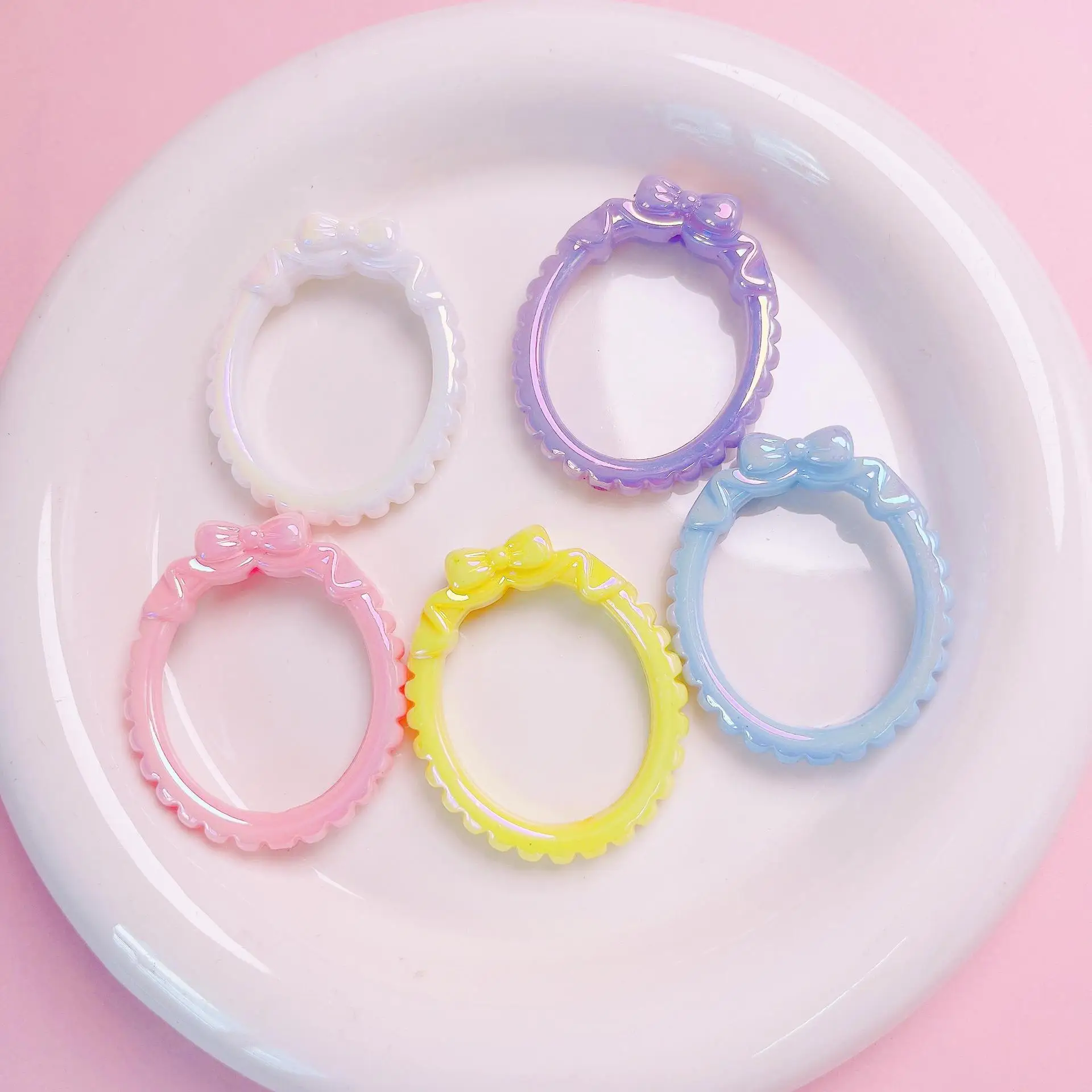 5pcs/lot Colorful Oval Shape Resin Beads Transparent Loose Spacer Beads For Jewelry Making Diy Beaded Pen Decor Necklace