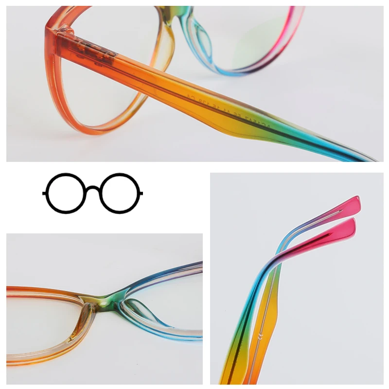 Lunettes arc-en-ciel œil De chat pour femmes, montures De lunettes optiques, Vintage, CP, printemps