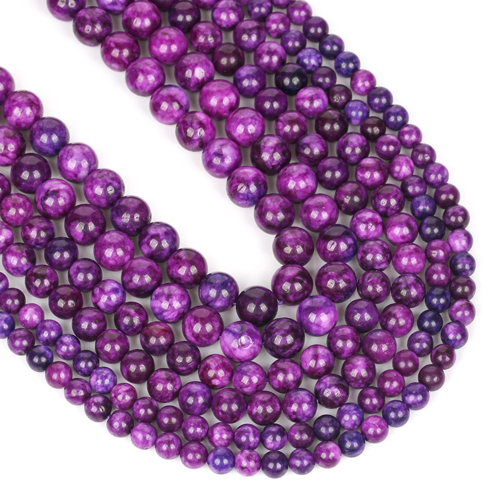 Natursteinperlen 6-10mm Dunkler Charoit Runde Lose Abstandsperlen für Schmuckherstellung DIY Armbänder Ohrring-Zubehör