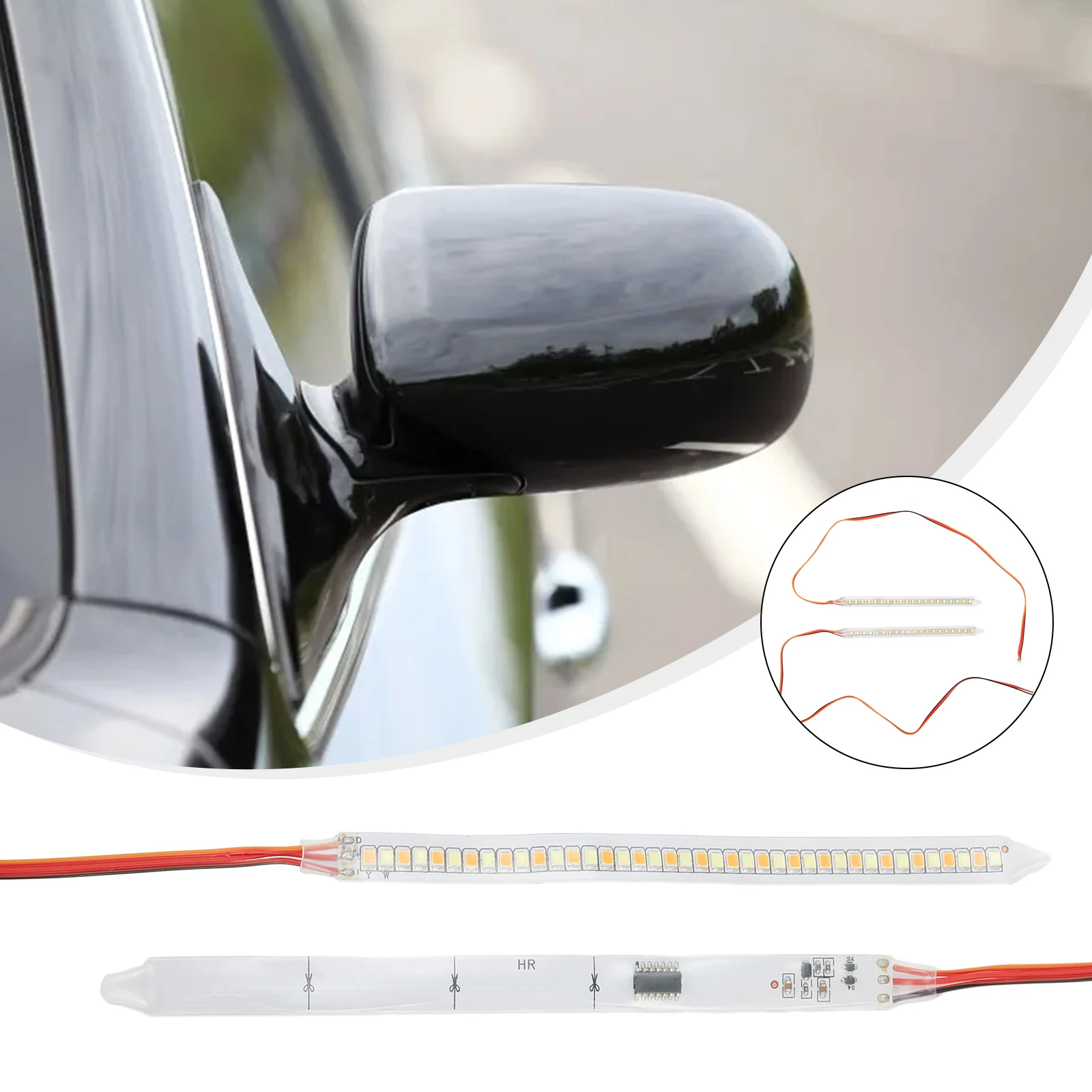 

Car Rearview Mirror Indicator Lamp DRL Streamer Tape LED Flowing Auto Headlight Strip Turn Signal Car Daylight 12V