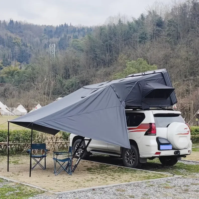 3-4 Person 1.9M Width Side Open Hard Shell Roof Top Tent Solar Panel Double Layer Four-season Quick Automatic Waterproof