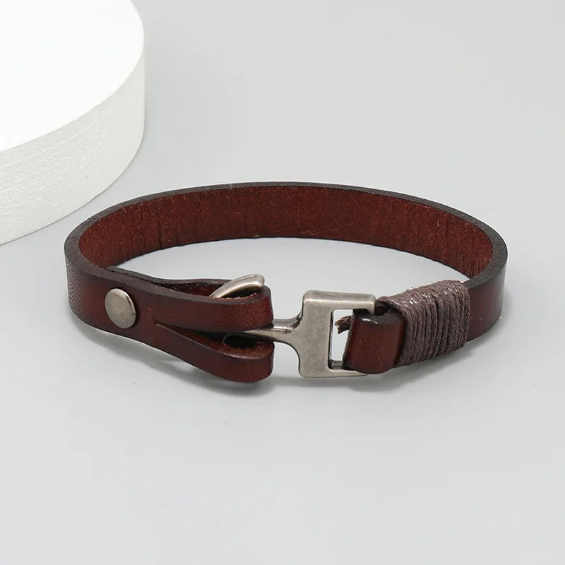 Punk Cowhide Leather Bracelets Bangles Fashion Anchor Bracelet Men Hot-selling Original Ocean Style Accessories Jewelry Gift