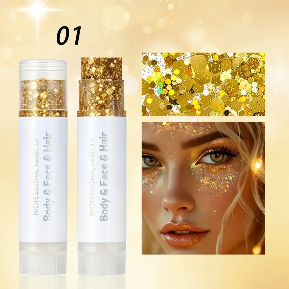 Long-Lasting Shine Body and Facial Glitter Mermaid Shimmer Thick Glitter Stick Sequins Gel Festive Body Art Painting Hair Makeup